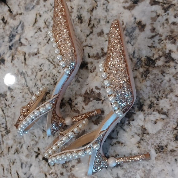 Antonio Melani x Nicola Bathie Bebe Ankle Strap Glitter Pearl Detail Multi Size - Picture 13 of 15